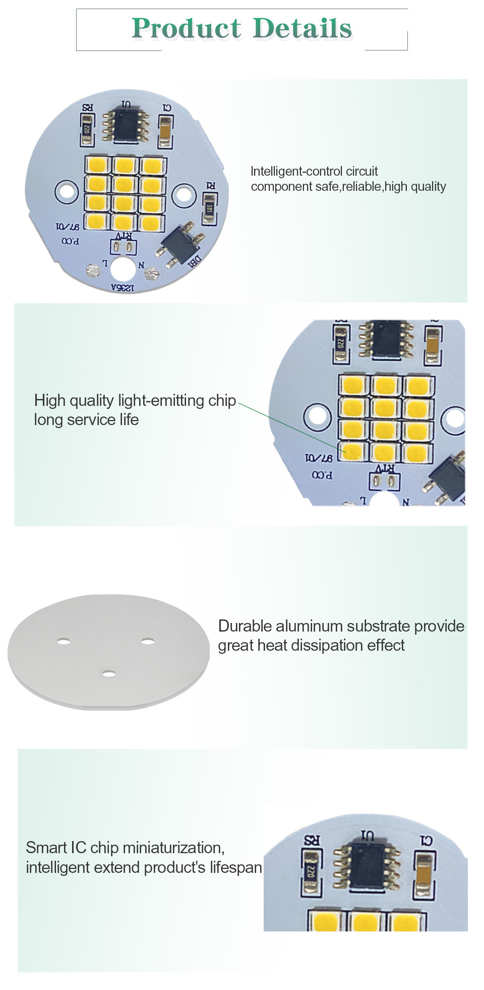 35mm Round 50w SMD LED Chip 3000K For GU10 Downlight Spotlight