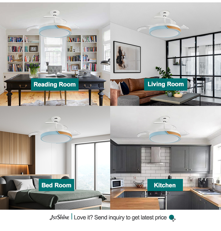DC Motor LED Ceiling Fan with Color Blend Lampshade and Remote Control by 1stshine