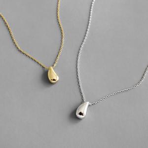 China Lanciashow 925 Sterling Silver Gold Plated Teardrop Pendant Chain Necklace wholesale