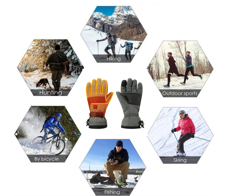 Riding Snowboarding Winter Electric Heated Ski Gloves 3.7V 2200mAh