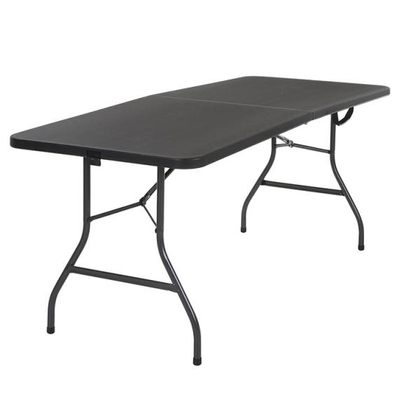 Plastic Folding Table Black 6ft Molded for Indoor Outdoor Banquet Picnic Iron