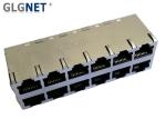 Right Angle Stacked RJ45 Connectors Through Hole Gold 6U " 0 ℃ To 70 ℃