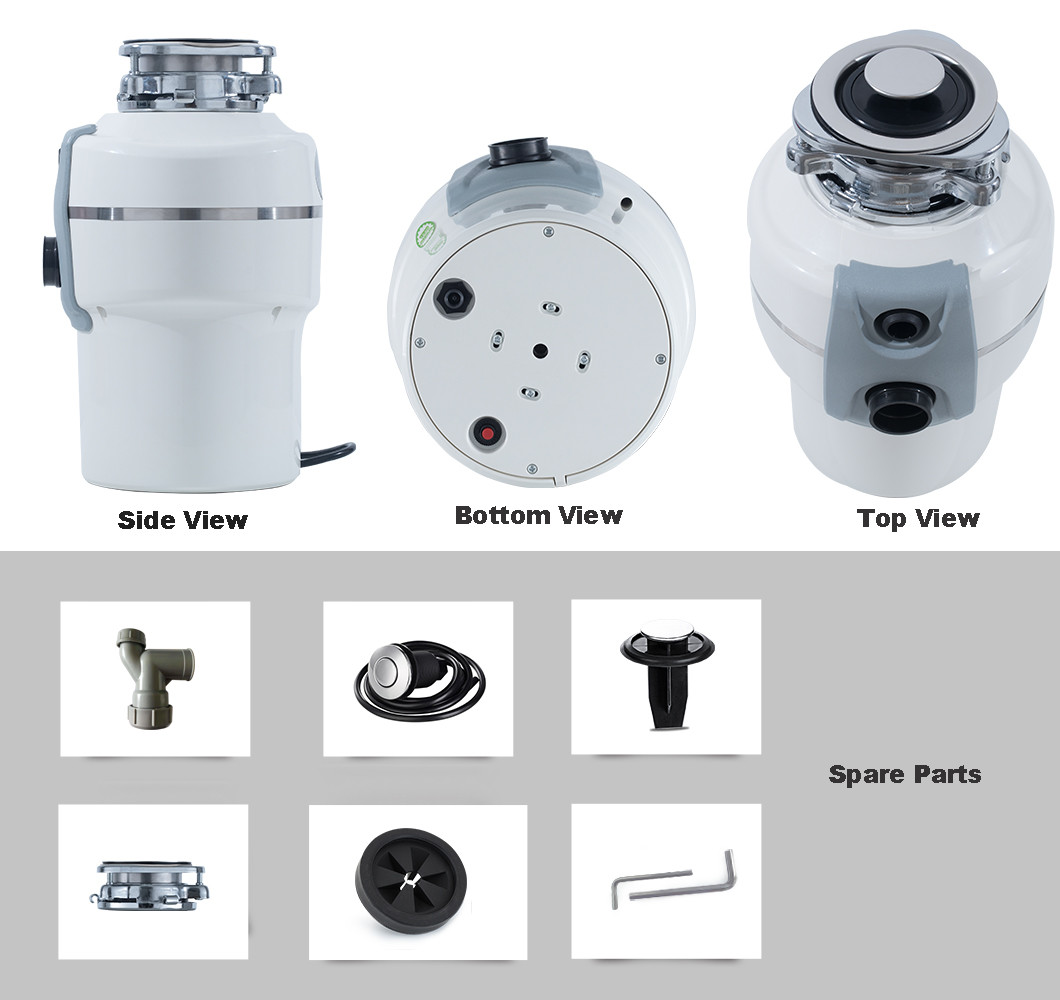 DSKZS New Kitchen Food Garbage Processor Disposal Crusher DC motor white color