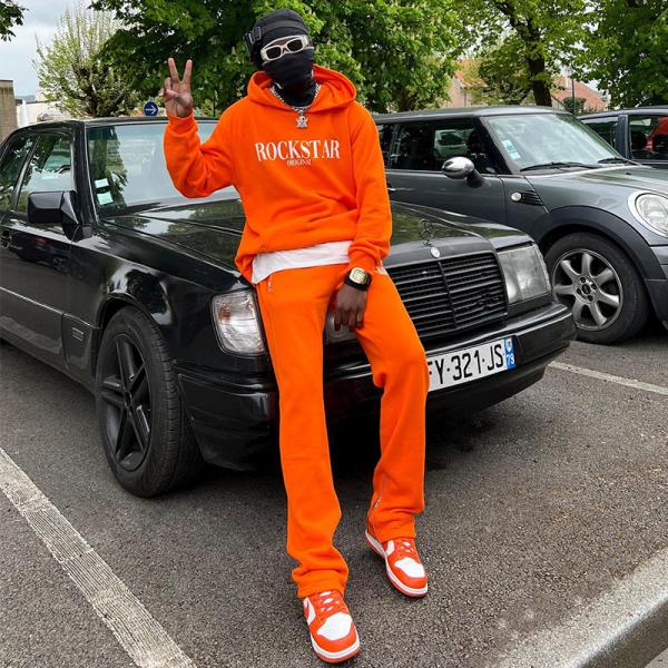 Custom Tracksuit Flare Baggy Stacked Sweat Pant Sweatsuit Pullover Fleece