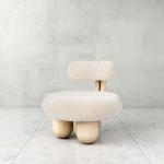 Fabric Leisure Chair White Fabric Soft Comfortable Imitation Wool Leisure Chair