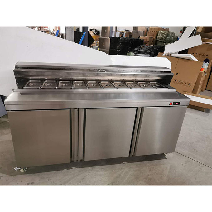 Fan Cooling 350L Salad Bar Display Fridge for restaurant