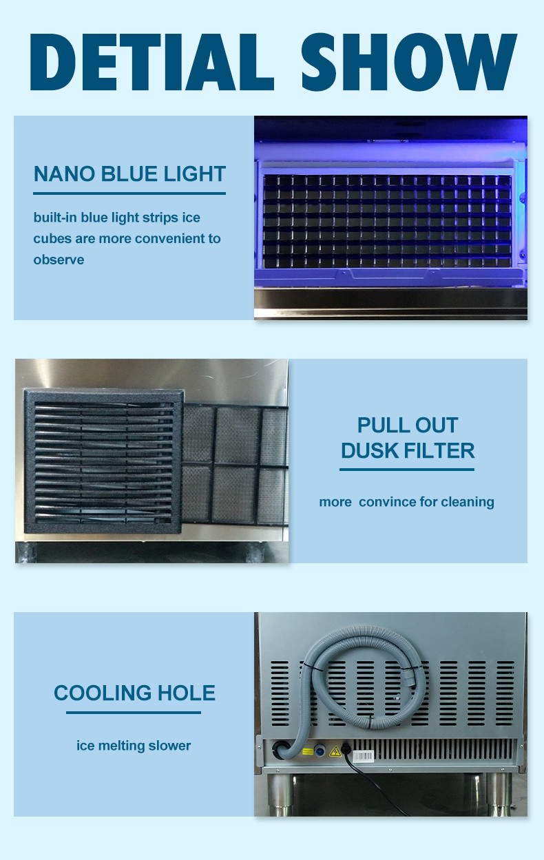 100KG Barrel Ice Maker R404a Commercial Ice Cube Machine Air Cooling