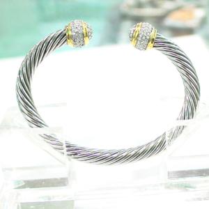 China (B-50)Women Fashion Designer Gold Silver Tone Cable Bracelet with Cubic Zircon wholesale