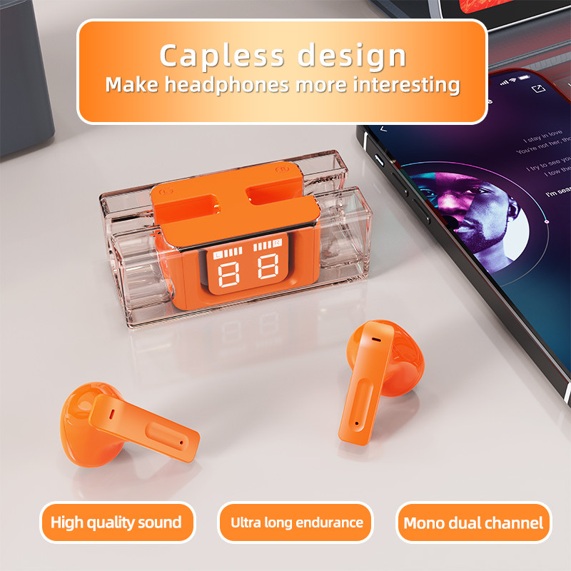 BT5.3 E90 True Wireless ANC Earbuds Transparent Multiple Colors With Charging Box