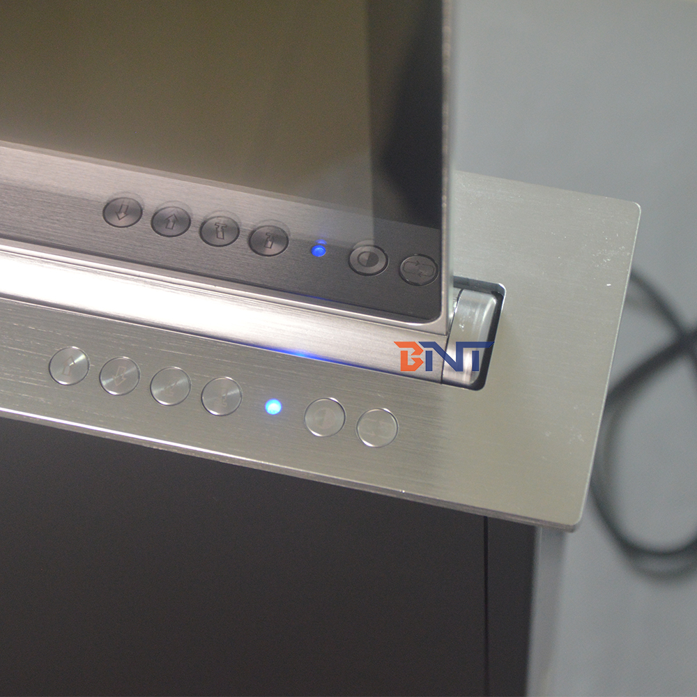 Conference room double screen computer lcd monitor lift mechanism with two side screen