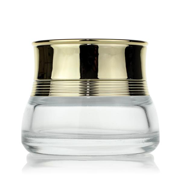 30ml 100ml 120ml Cosmetic Container Packaging Clear Glass With Gold Cap