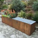 Outdoor Landscaping Metal Trough Rectangular Corten Steel Planter Bench