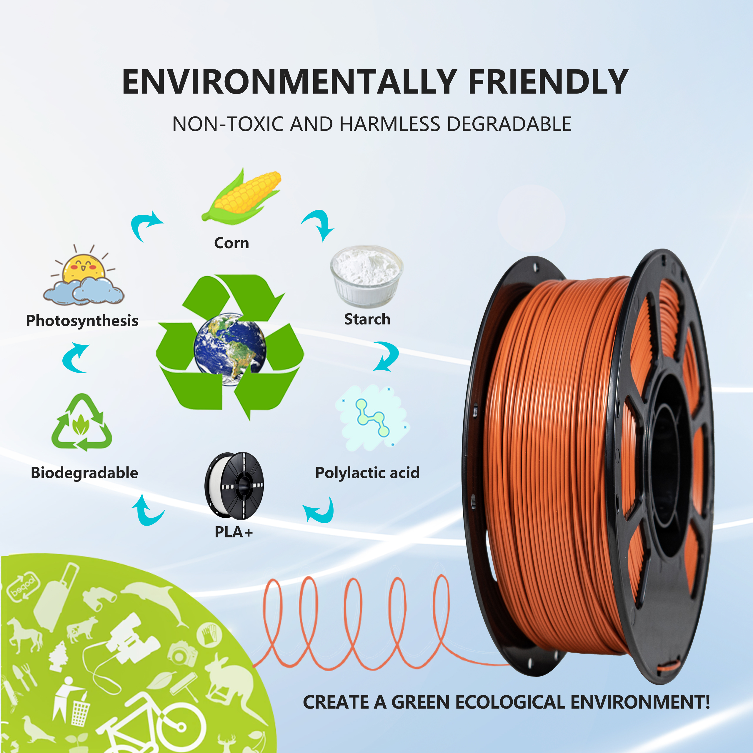 iboss Coconut Brown PLA+ Filament 1.75mm 1kg for FDM 3D Printers