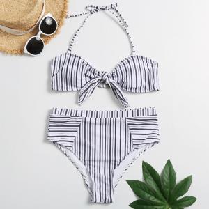 China Tiered Layer Tie a Knot Front Top With Low waist Bikini swimsuit high cut wholesale