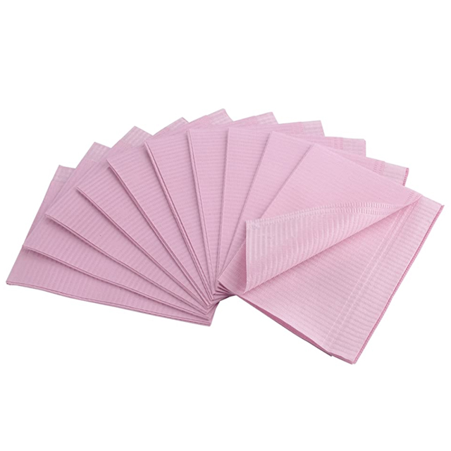 Waterproof Pink Disposable Consumable 3ply Scarf Apron Dental Bib