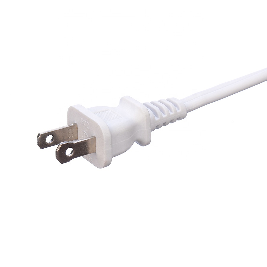 White ETL Standard 2 Pin Plug With 18 AWG Cable Nema 1-15p to 1-15r Male to Female Extension Cord with 13A Rated Current