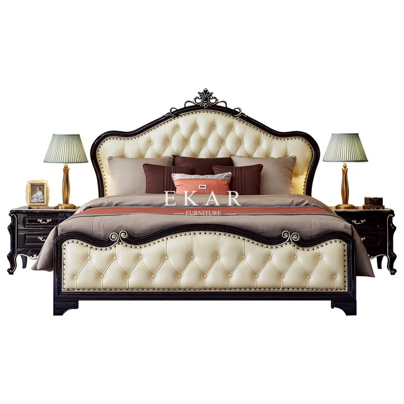 Royal Wooden Design King Size Frame Leather Bed