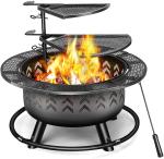 2 In 1 Portable Charcoal Fire Pit Bbq Outdoor For Wood Burning With Fireplace
