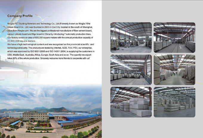 100% Non-asbestos Light Grey Fiber Cement Board High density Fire Resistance Housing Wall Cladding 4'x8' ect