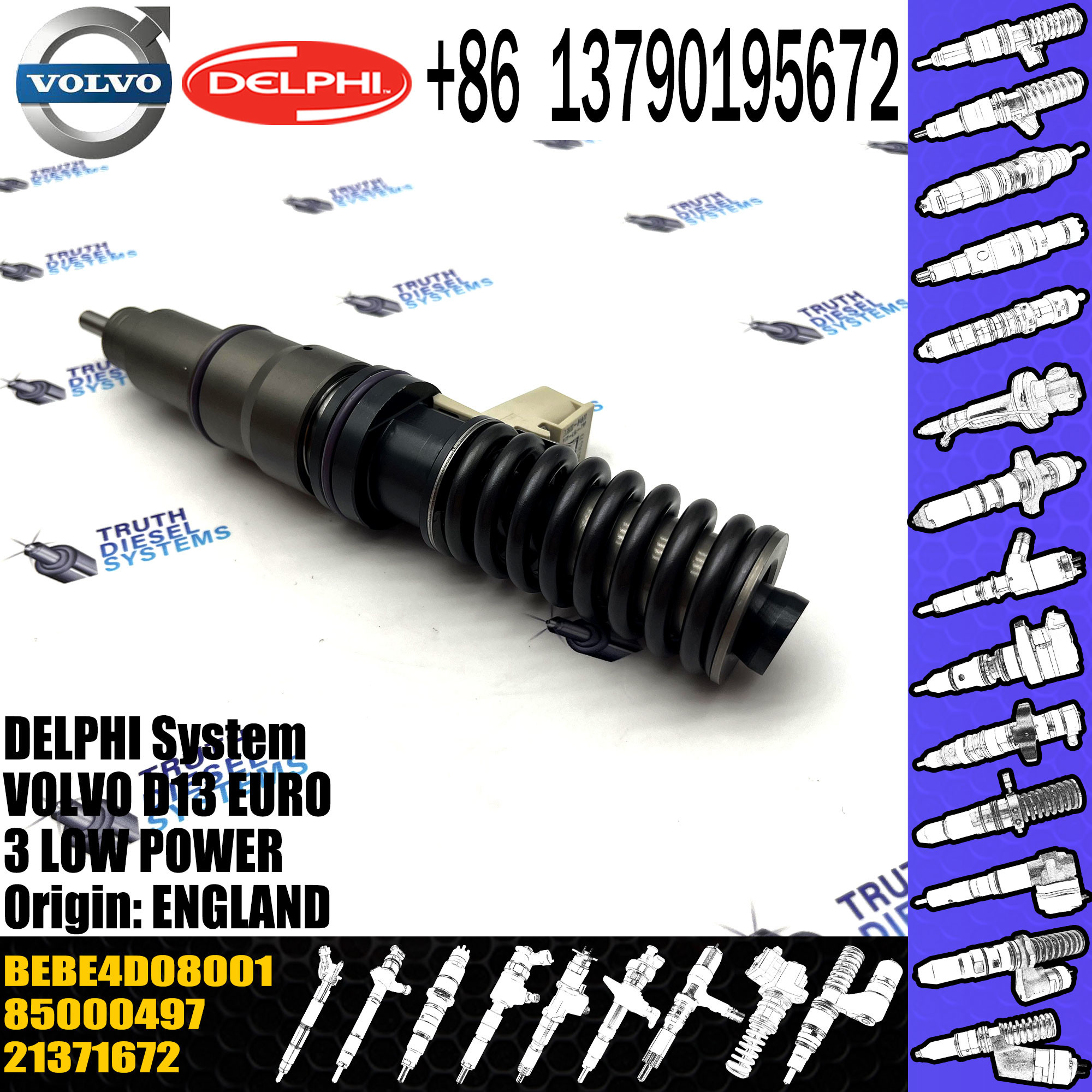 Fuel Injector 21371672, 21340611for VOL FM400 EC380EC480 FH12 FM12 D13D D13A Common rail injector 21340611 BEBE4D08001