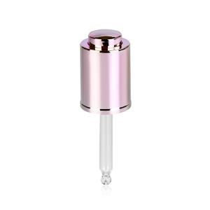 China 18mm Cosmetic Small Glass Dropper Round Shape With Bamboo Push Button wholesale