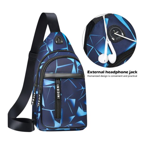 Men Anti Theft Chest Bag Short Trip Messengers Bags USB Charging Crossbody