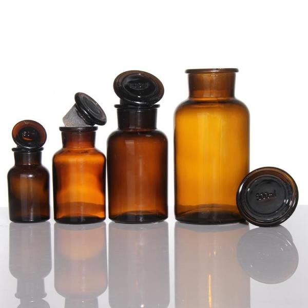 Empty Large Amber Apothecary Glass Reagent Bottle For Liquid Solid Powder