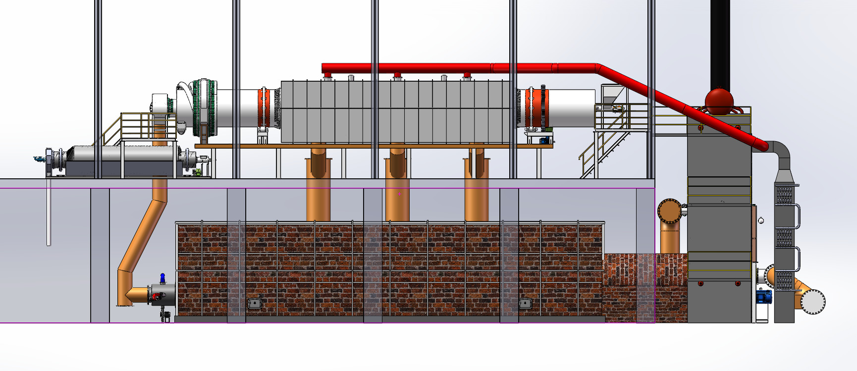PLC Control Double Carbonization Furnace High Temperature 400-600C