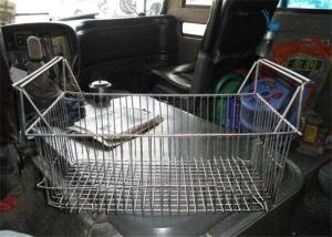 China 120mm Galvanized Rectangular Wire Baskets With Handles Stainless Steel Polish Woven wholesale