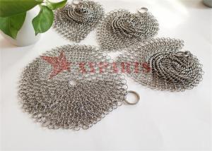 China Food Grade Stainless Steel Chain Mail Scrubber Pot Dishes Pan Cleaner For Cookware on sale