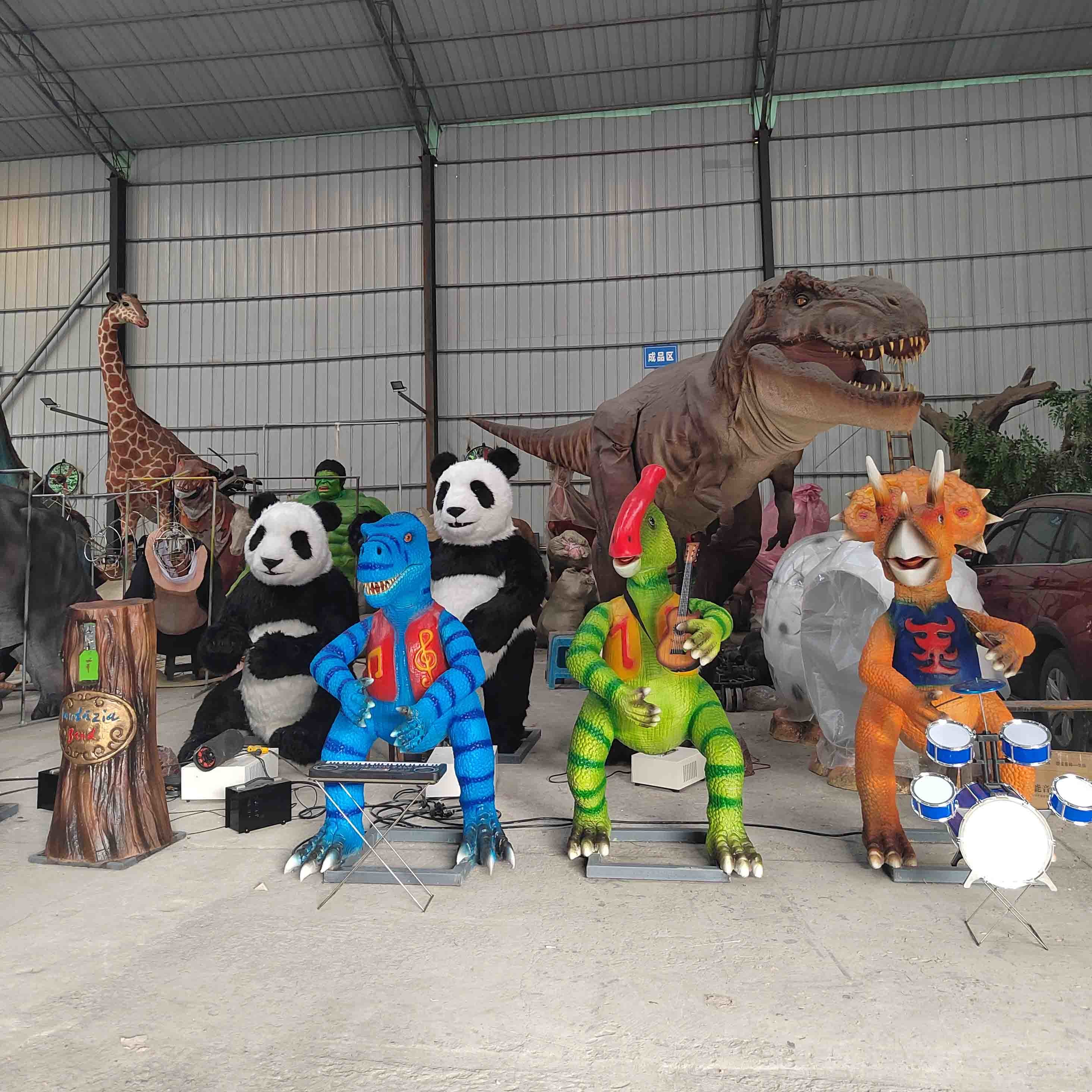 Cartoon Biomimetic Dinosaur Model Animatronic Dino Band For Theme Park