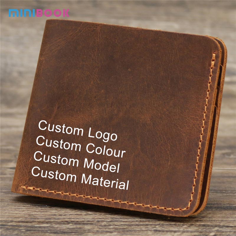 GENUINE LEATHER Vintage Style Card Holder Clip Wallet with Multi Function Minibook