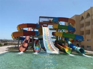 China Hotel Aqua Park Fiber Glass Water Slide Combination Customized wholesale