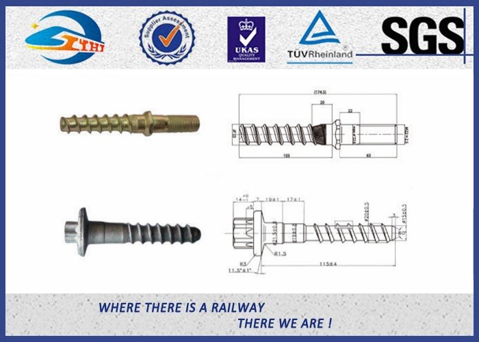 UIC Standard Black Zinc Railway Sleeper Screws For Fastening Rails
