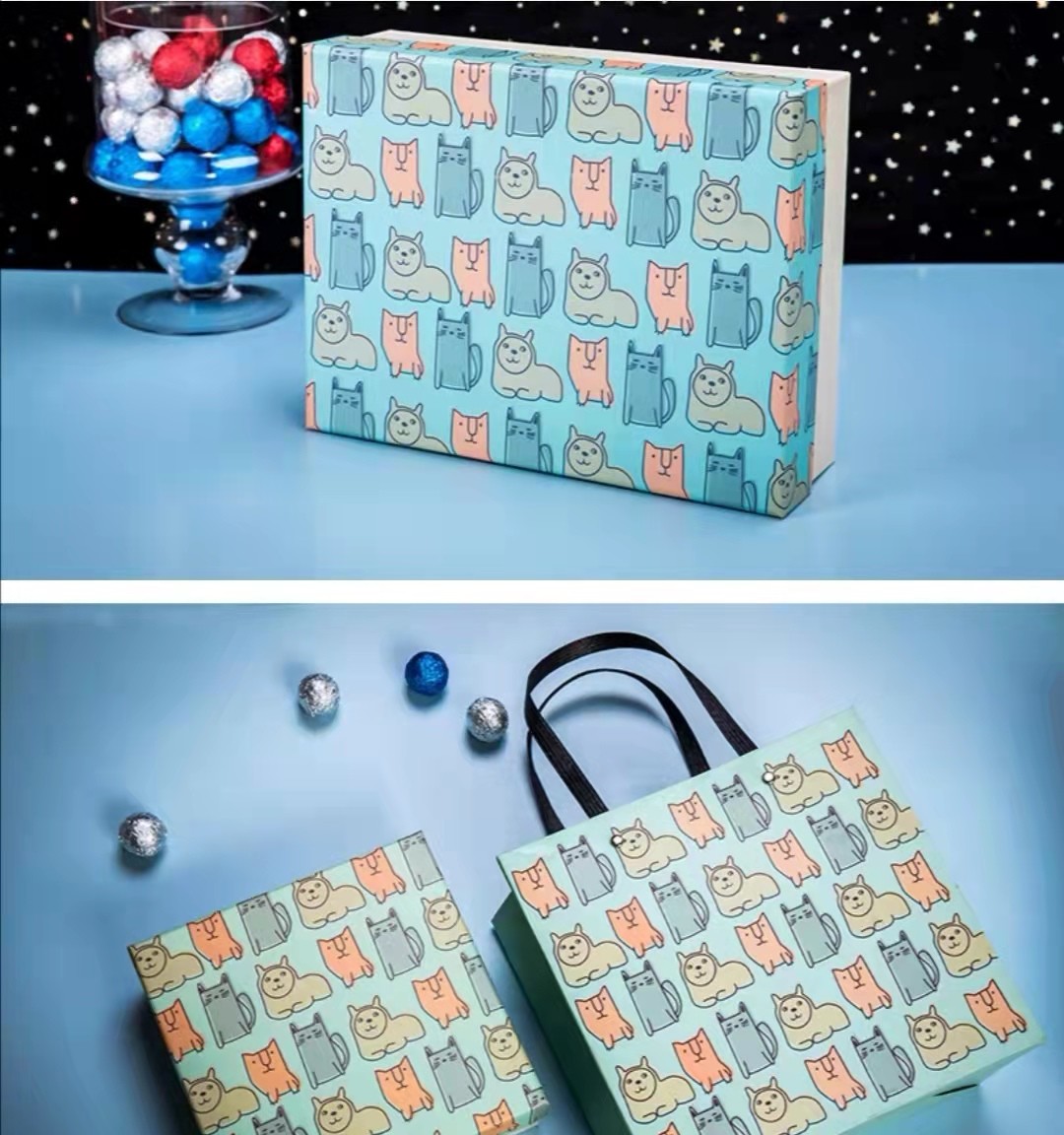 Customized Handmade Recycled Paper Gift Box 30gsm-160gsm Flat Paper Rope Bag