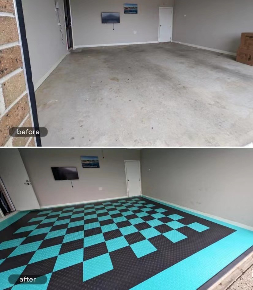 Interlocking Garagetrac Diamond Flex Garage Floor Tiles 18mm Thickness