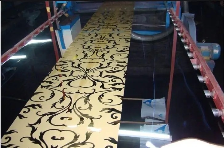 201 304 316 Stainless Steel Etched Sheet Mirror Gold Decorative Elevator Door Panel