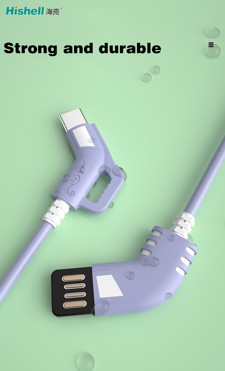 Portable Elbow Micro USB Cable Multifunctional Anti Abrasion