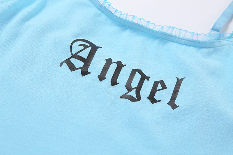 Two Piece Sexy Girls Angel Underwear Set Black Letter Printing