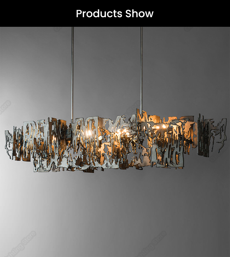 Modern Designer metal fragment Art Chandelier Rectangle Kitchen Island Hanging light(WH-MI-453)