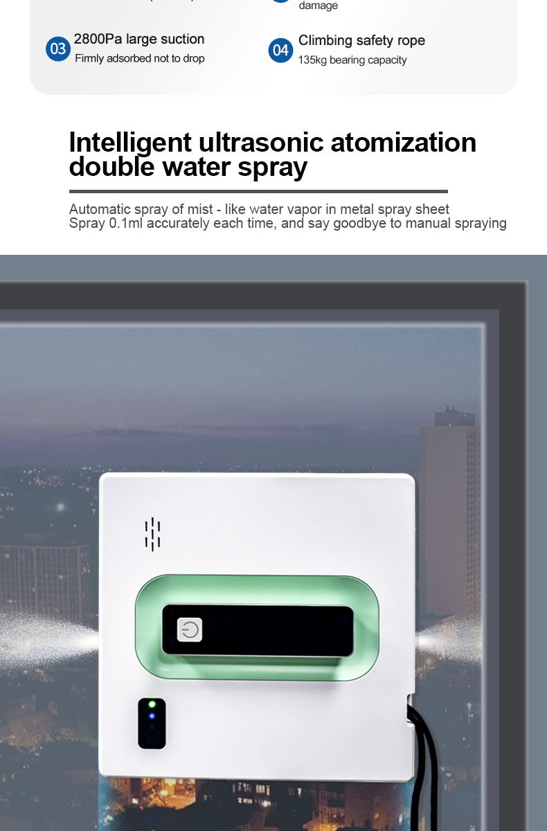 APP Controlled 72W Dual Water Spray Robot Window Cleaner for Fast and Thorough Cleaning