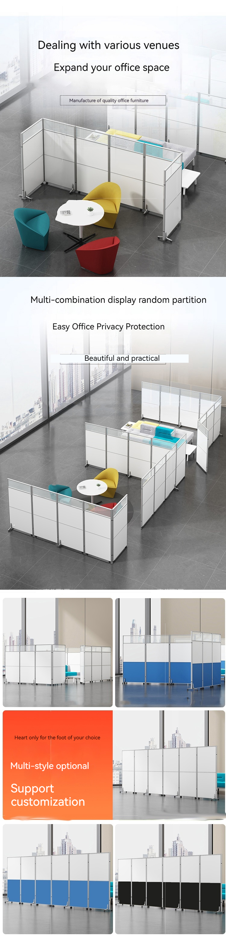 Park Functionality Wear-Resistant Folding Sliding Partition Wall for Customized Office