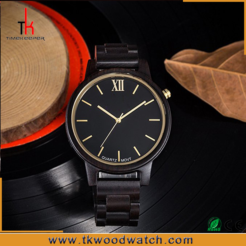 Christmas Gift Red and Dark sandalwood Gold hand wood watch private label