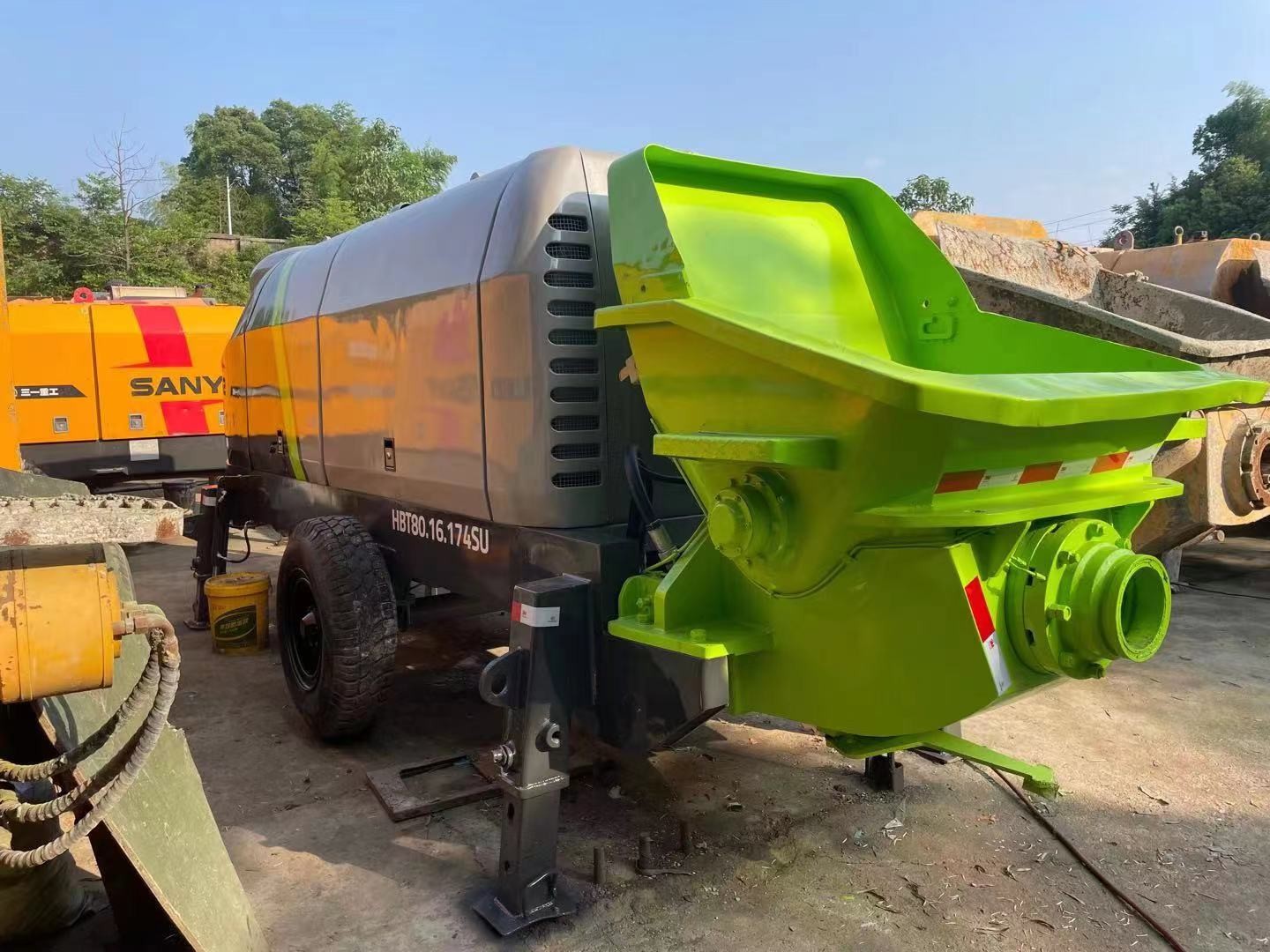 GS Used Concrete Trailer Pump Deutz Diesel Engine Concrete Stationary Pump