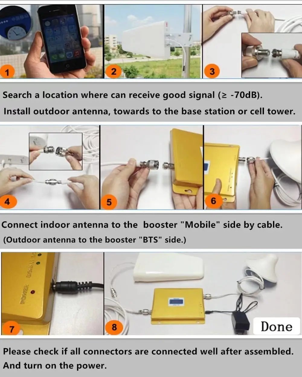 CDMA Cellular Signal Booster Greatest 500m2 Coverage 5g Cell Phone Booster