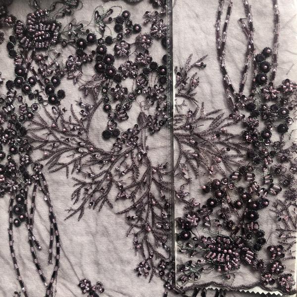 Easily Customizable Luxury 3D Flowers Beaded Embroidery Lace Fabric New Design Lace for Women's Clothing Dance Dresses