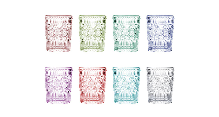 Embossed Crystal Sun Flower Shape Coffee Water Glasses
