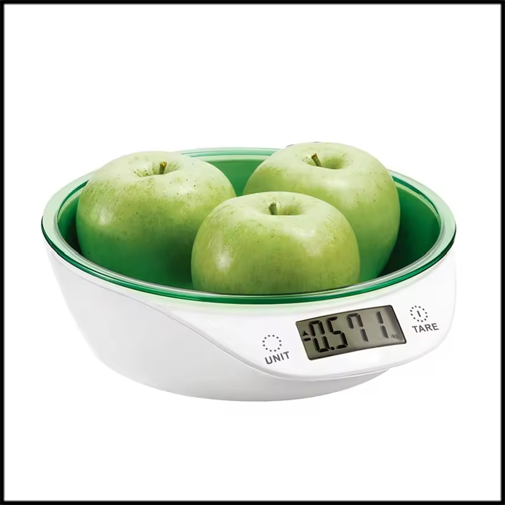 Stainless Steel Digital Kitchen Scale with Bowl Portable Battery-Powered Food Weighting Scale