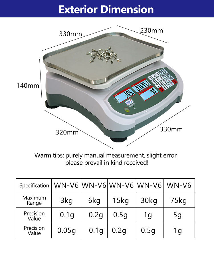 Industrial SOHE 2024 ABS LCD Screen Industry Weighing Table Scale AC220V Power Supply