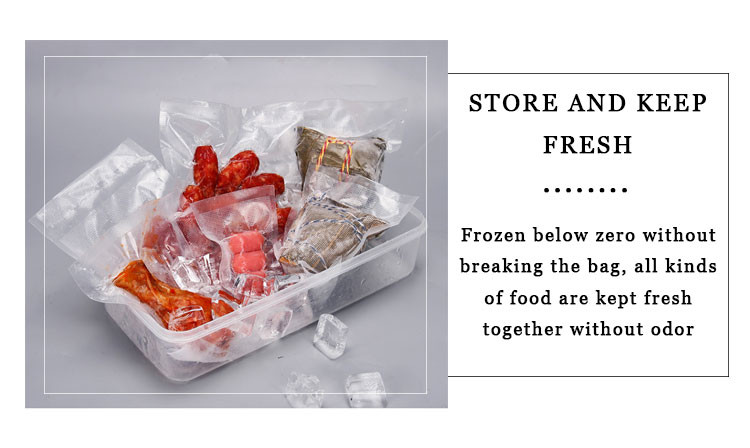 Storage Vacuum Plastic Bag For Food Three Sides Seal Transparent Nylon Lamination